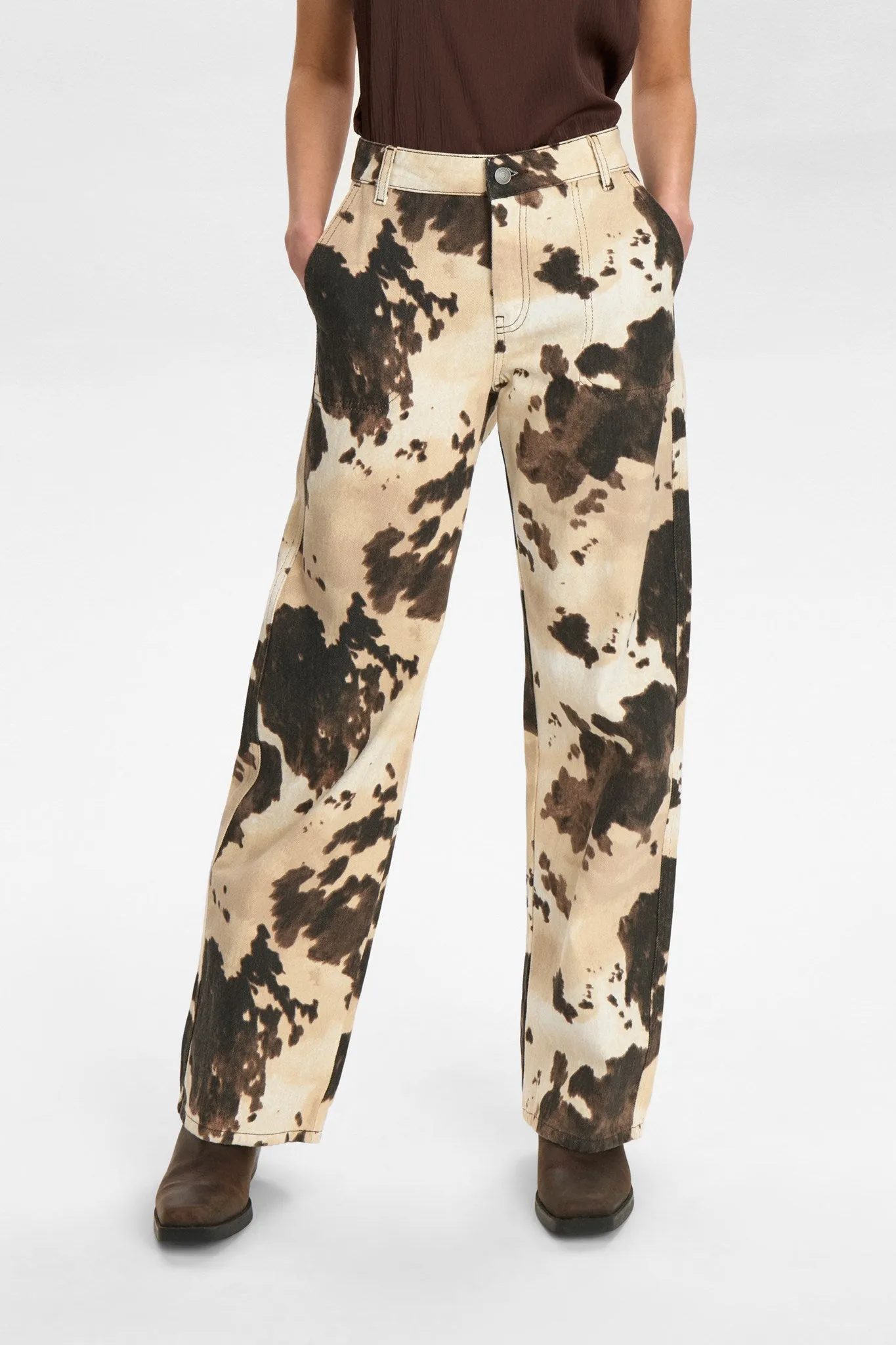 Neutral Casual Streetwear Fan Riveted Stress Points NUIVY PANTS - Gray Morn