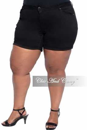 Final Sale Plus Size Shorts in Black Tapered Look Moisture Wicking Technology