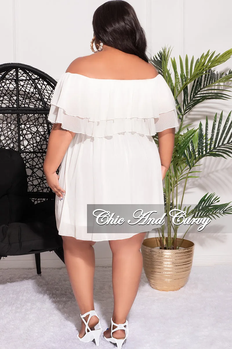 Final Sale Plus Size Off the Shoulder Dress with Waist Tie in Ivory Pocket Reinforcement