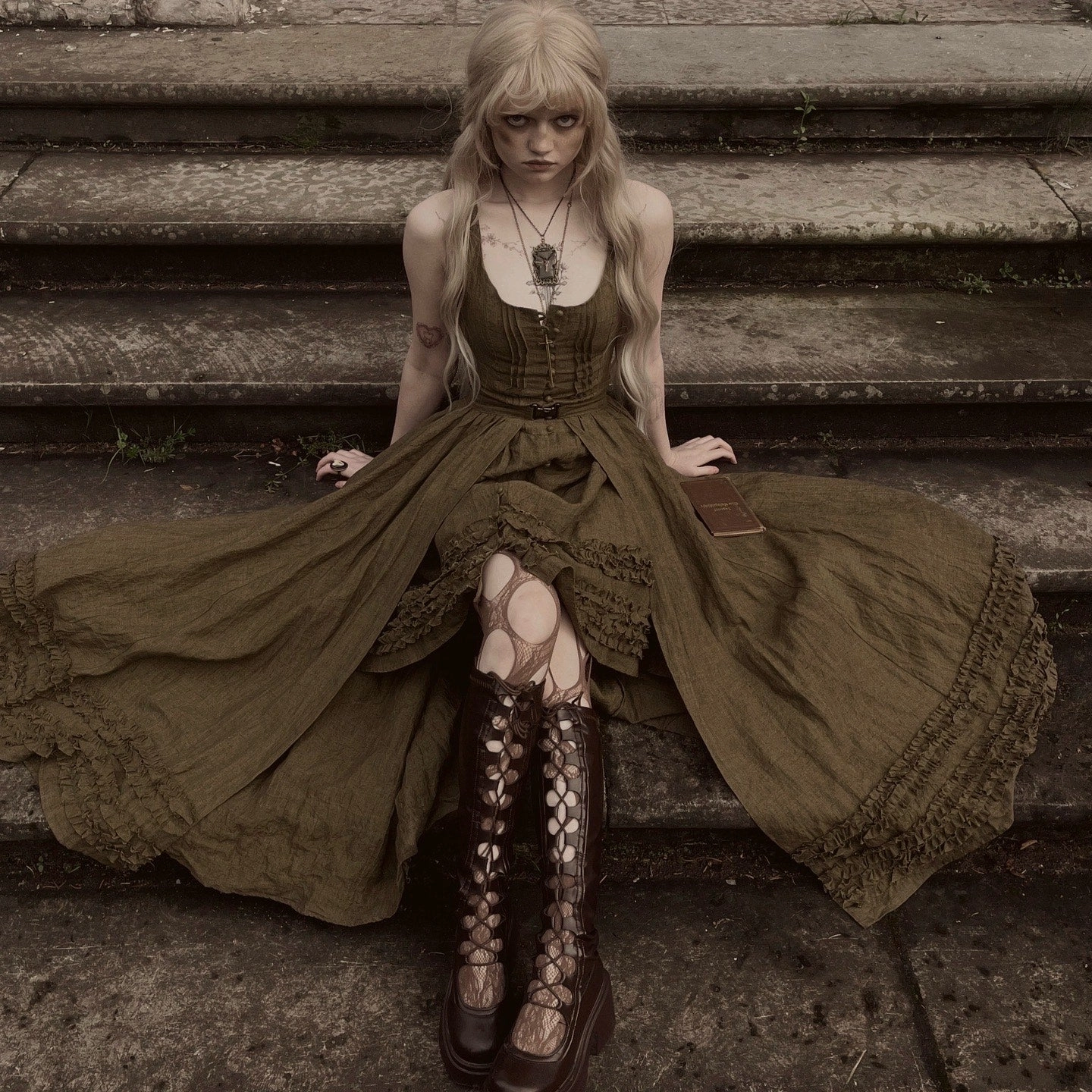 SecureZipperClosures Wearable Poetry 17 | Ruffled linen dress & skirt ??2 pieces)