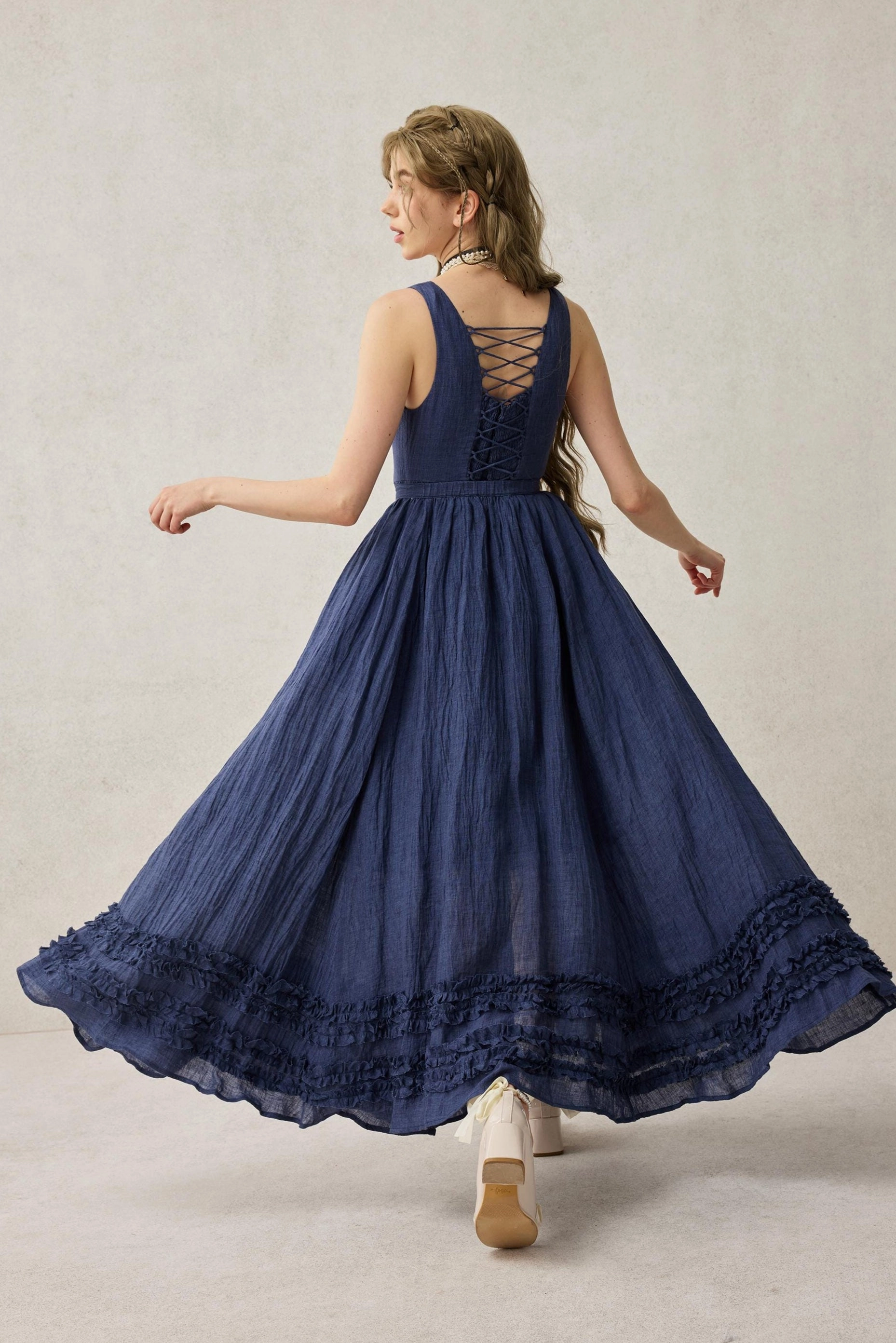 Comfy Texture Versatile staple Wearable Poetry 17 | Ruffled linen dress & skirt ??2 pieces)