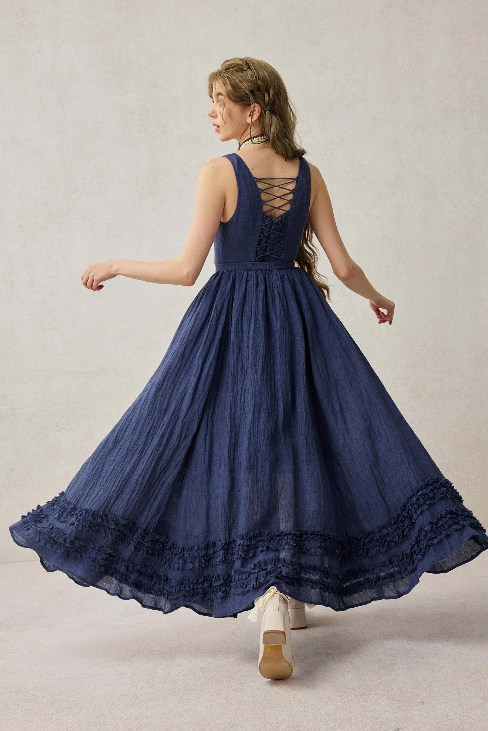 Polished Look On The Go Wearable Poetry 17 | Ruffled linen dress & skirt ??2 pieces)