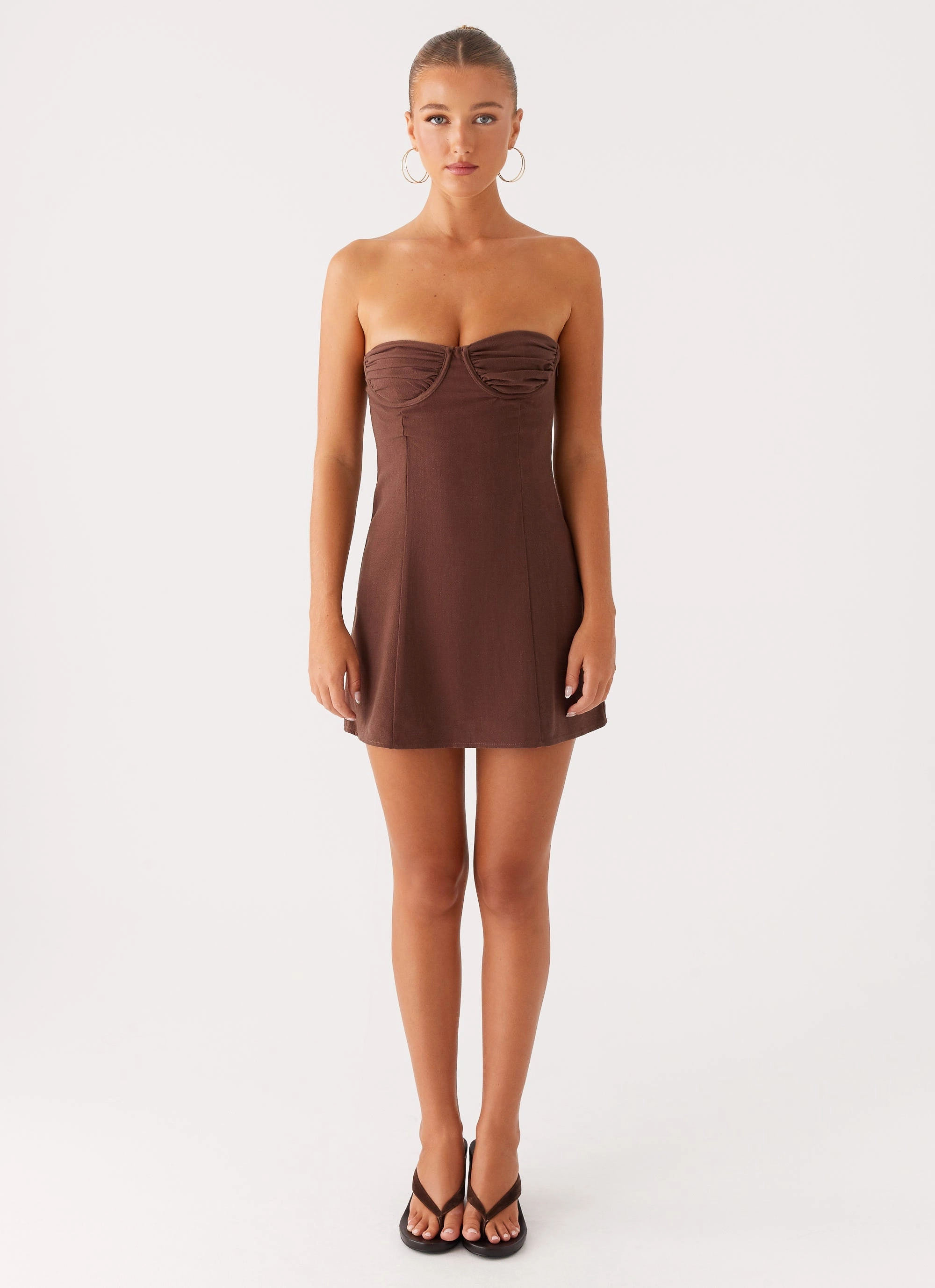 Comfy Detail Dainty Finish Ludo Mini Dress - Chocolate