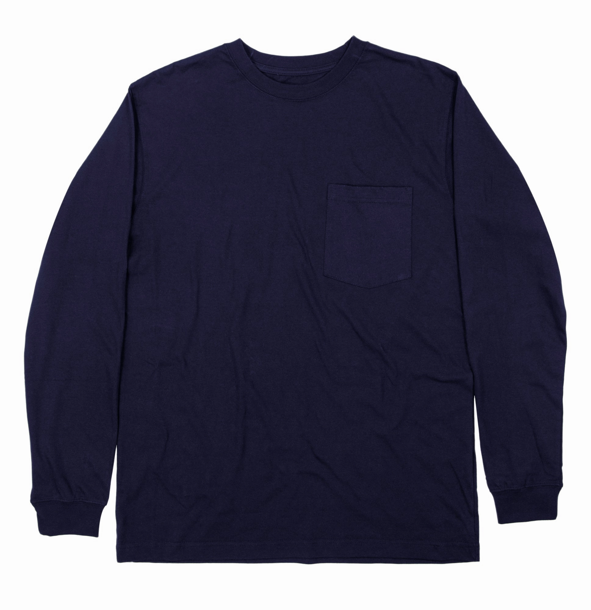 Berne Mens Navy 100% Cotton Heavyweight Pocket Tee S/S Tall friendly