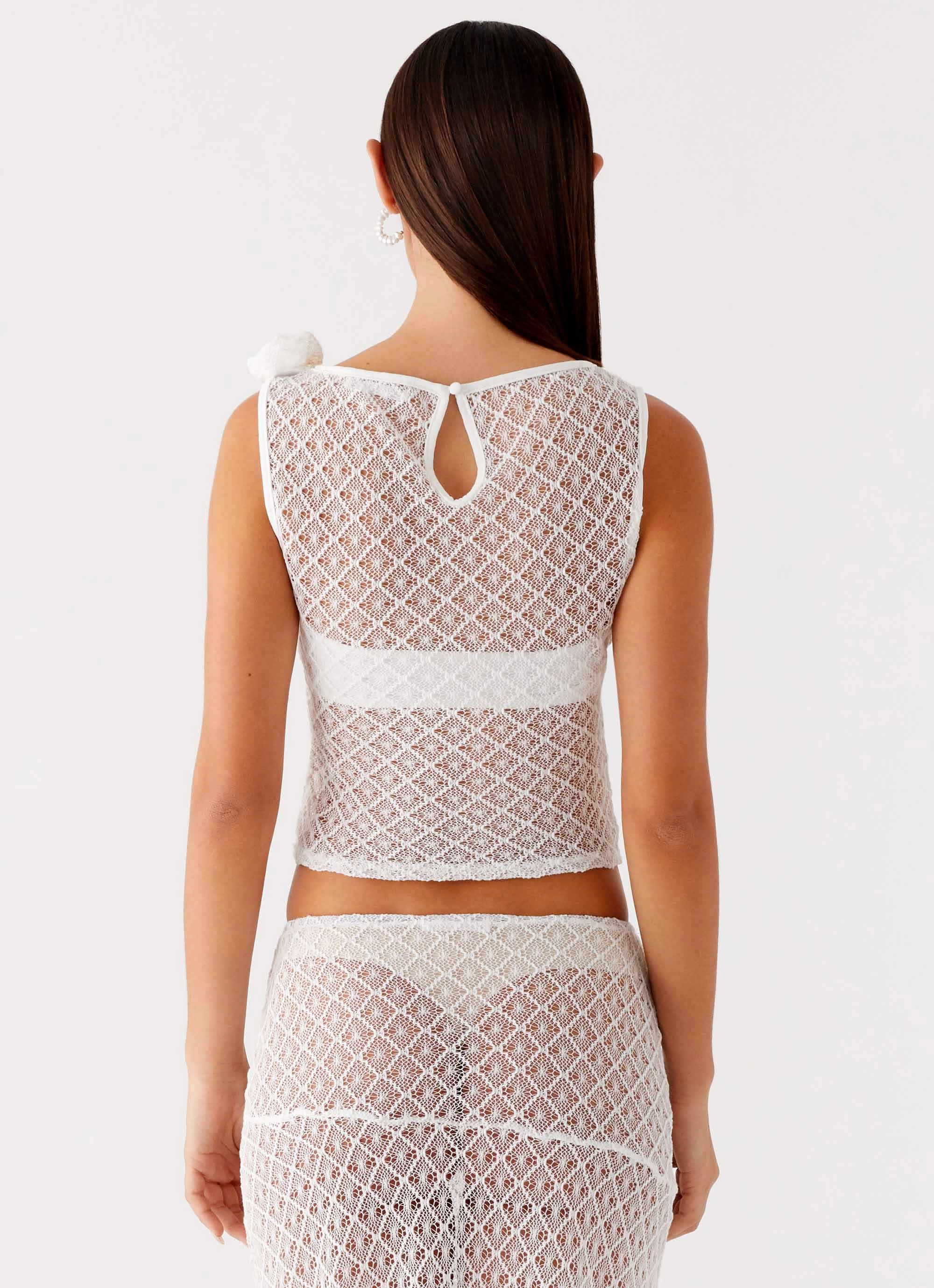 Velli Crochet Top - White FadeResistant Finish SublimatedPrint