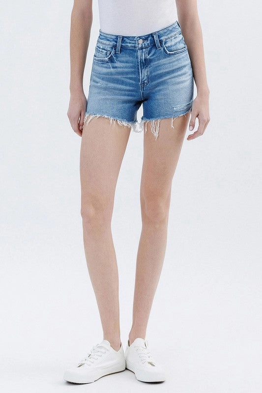 Wendy High Rise Raw Side Step Hem Shorts XS-L Breezy Style