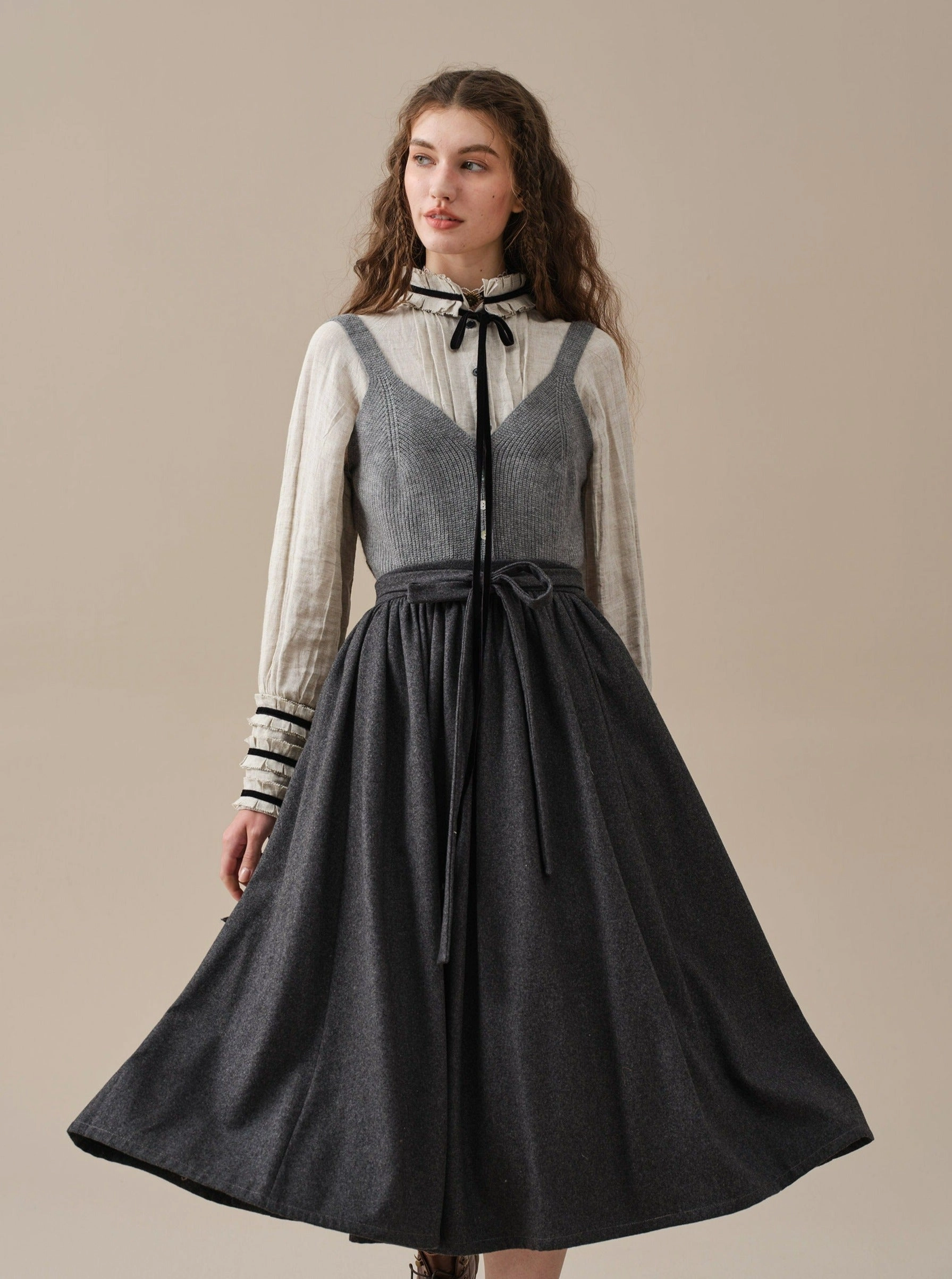 Beth 13 |tied wool skirt Textured Weave Design Layer Trend