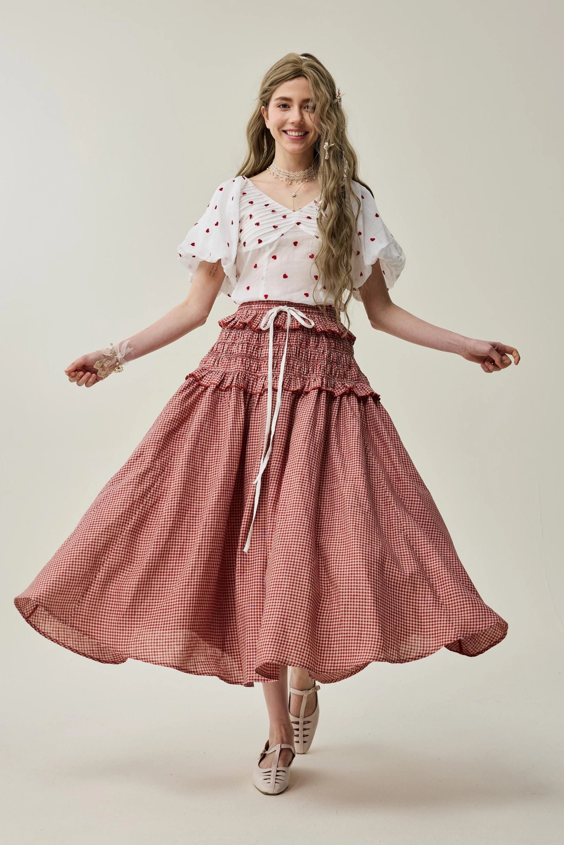 Layered Comfort Look Wind 33 | Ruffled linen skirt