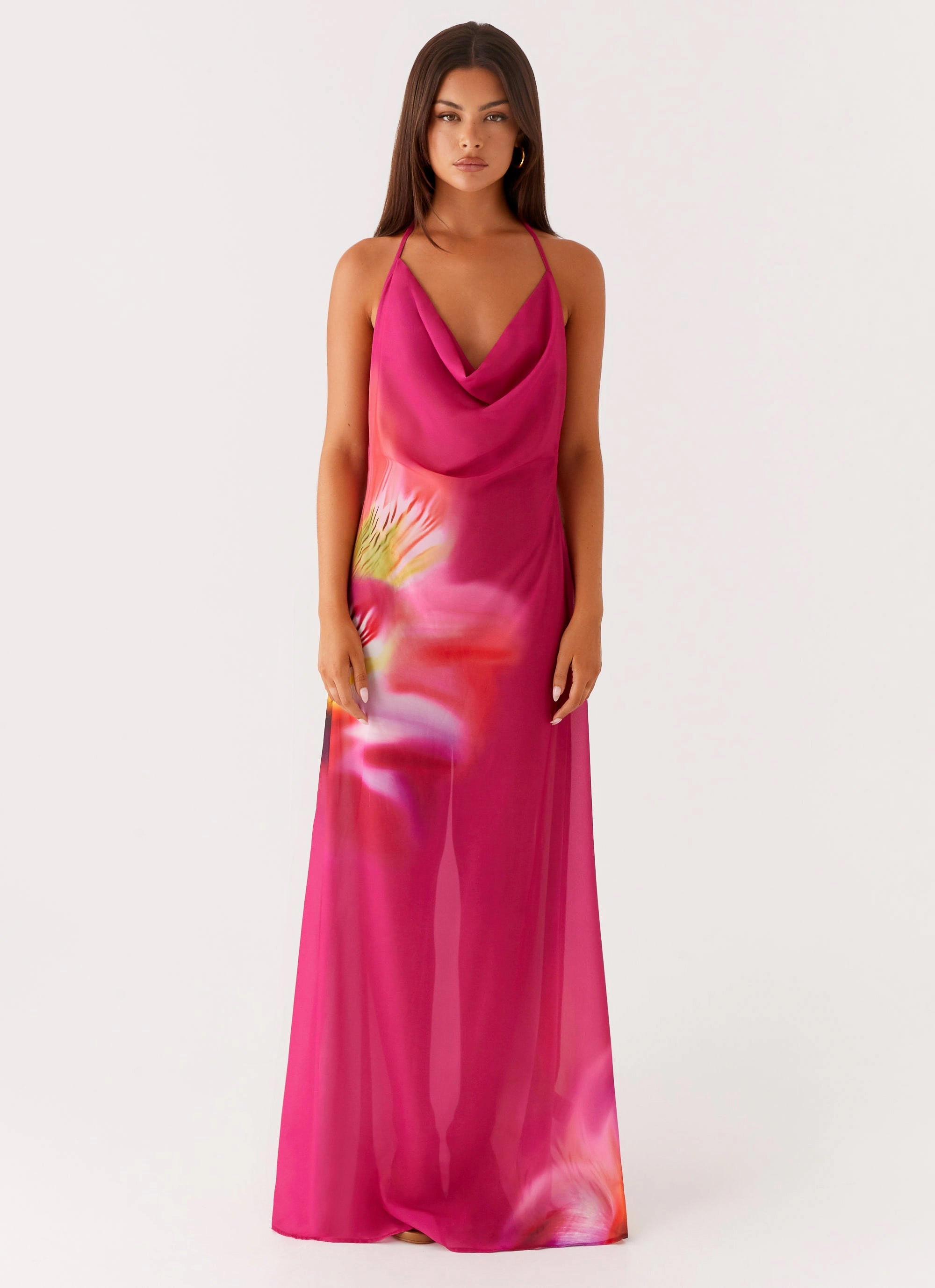 Fantasy Maxi Dress - Pink Tropical Mermaid-Hem