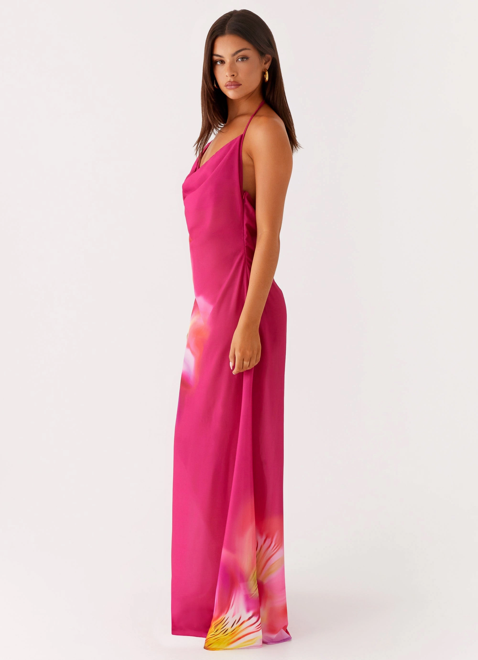 Fantasy Maxi Dress - Pink Tropical Daily Casual All-Purpose Comfort