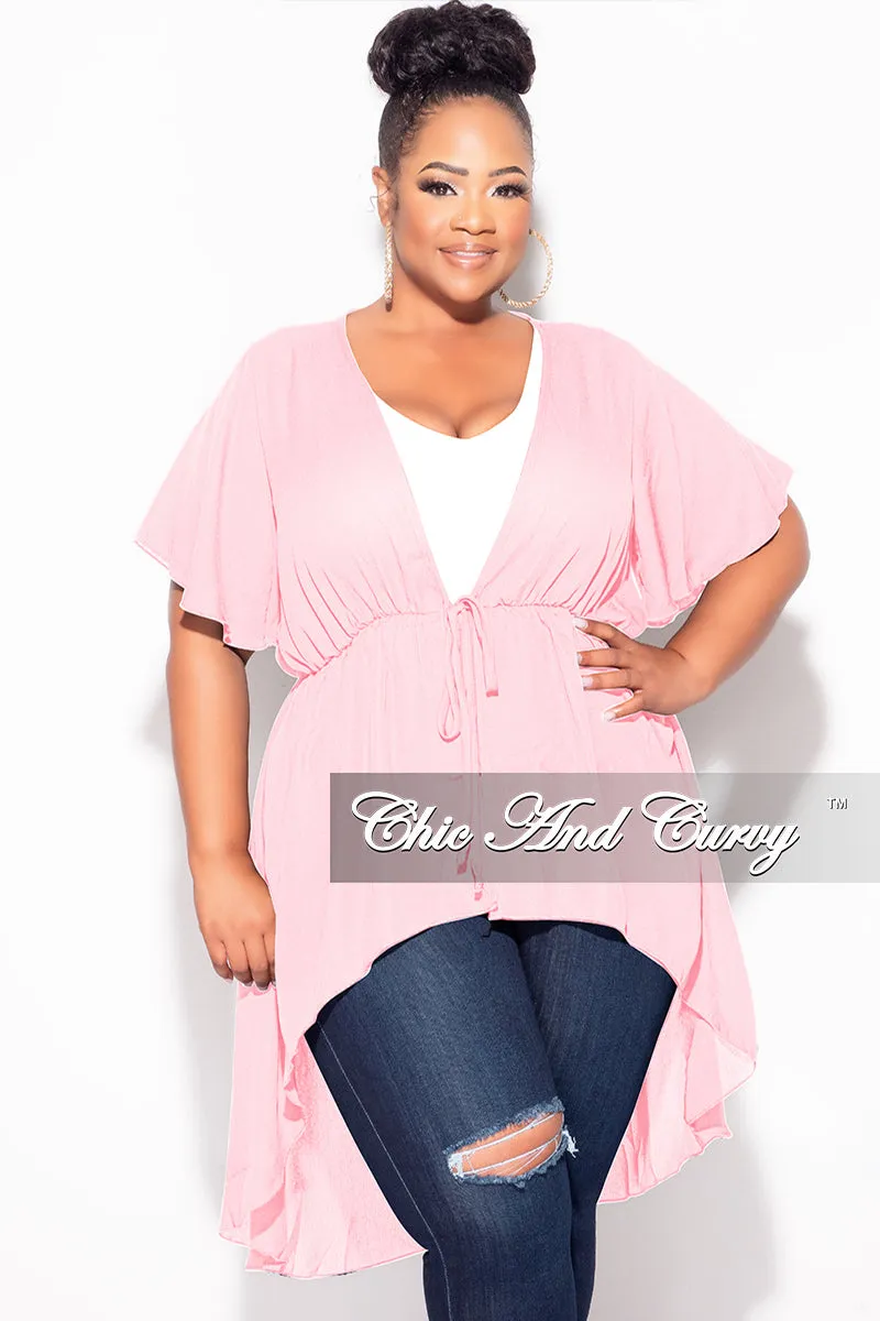 Soft Comfort Final Sale Plus Size Chiffon HighLow Duster / Dress with Front Drawstring in Mauve Pink