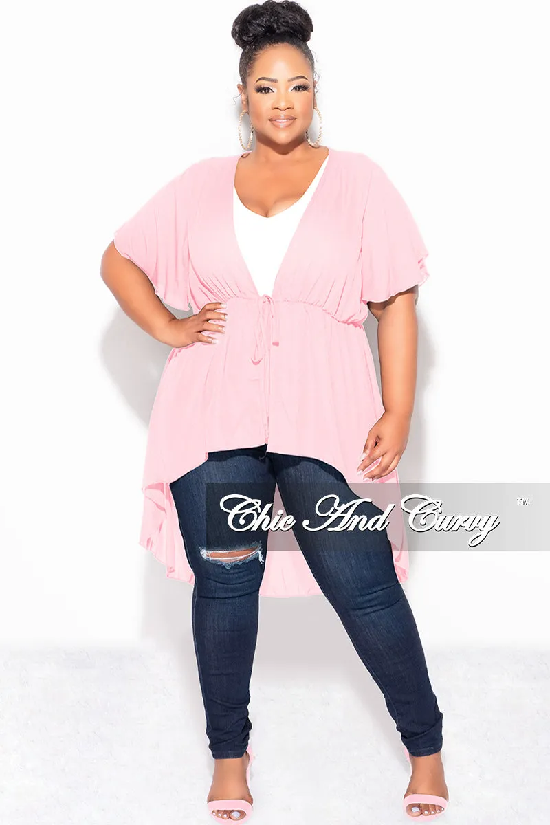 Flexible Comfort breath easy Final Sale Plus Size Chiffon HighLow Duster / Dress with Front Drawstring in Mauve Pink