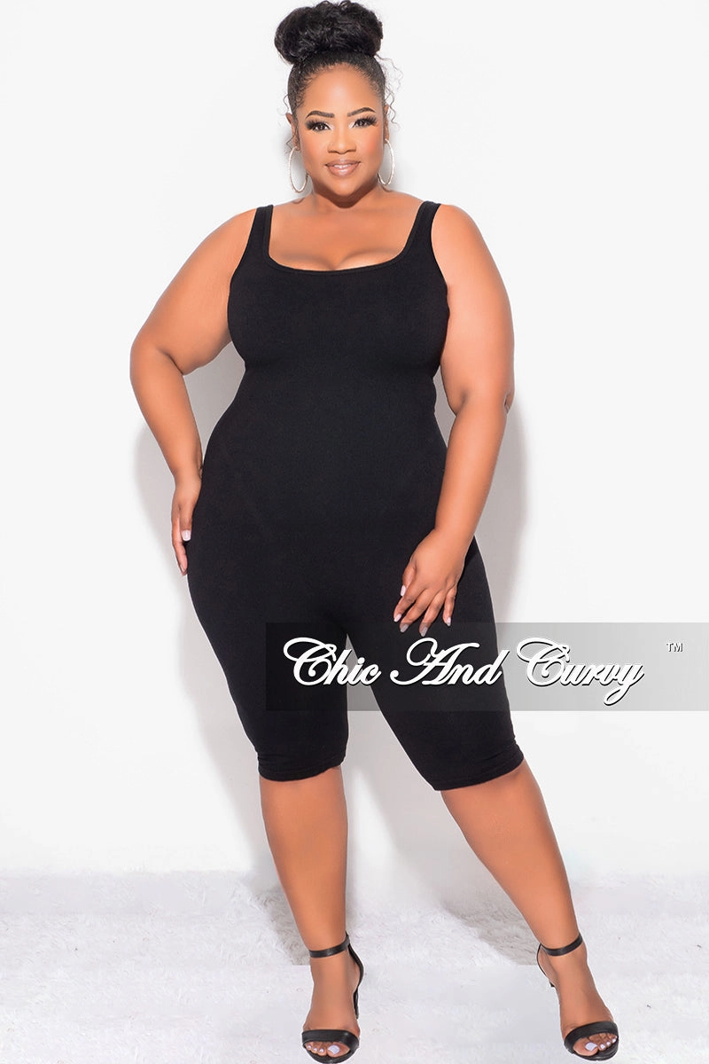 Cool Comfort Final Sale Plus Size Sleeveless Light Ribbed Romper in Black