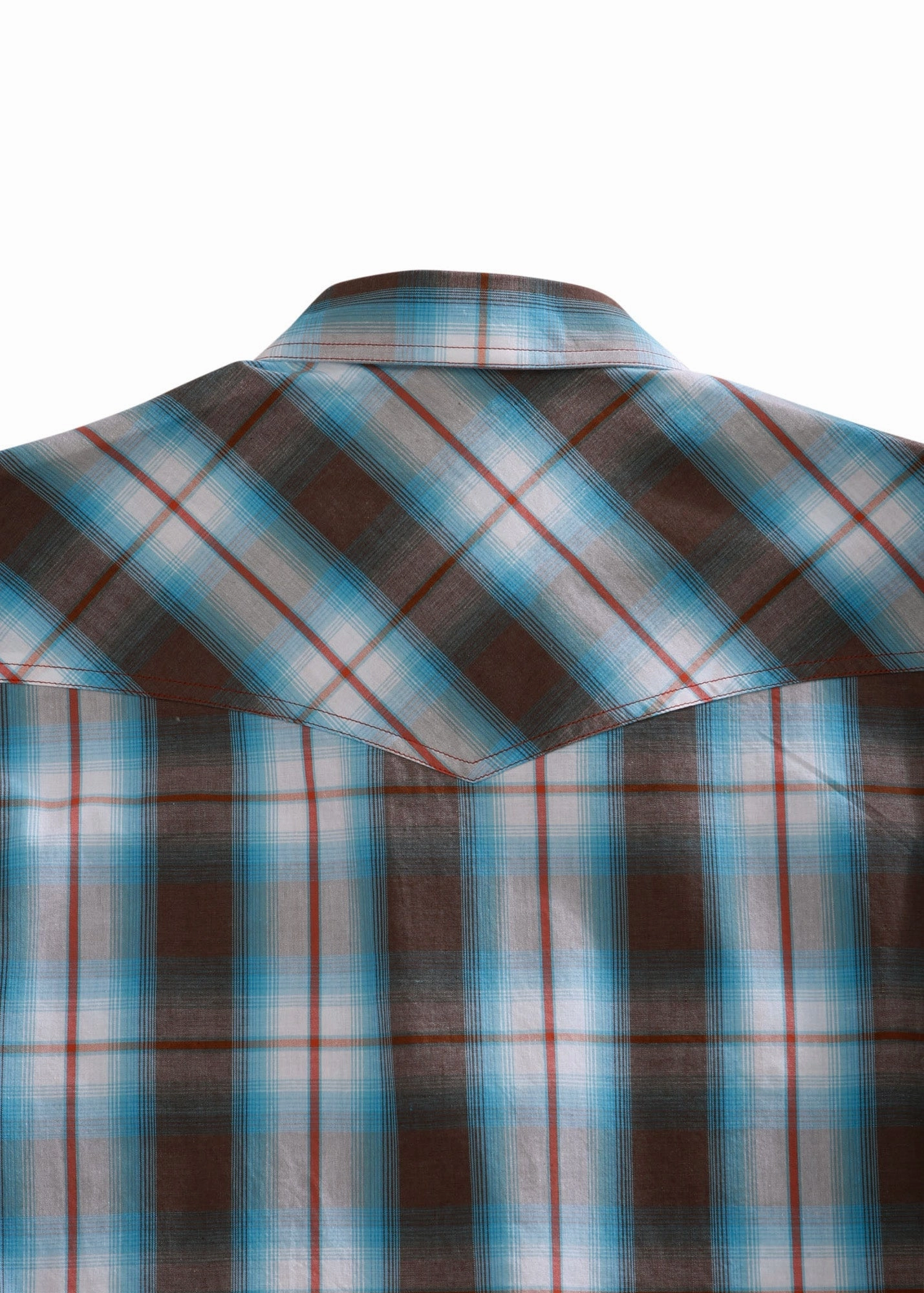 Zip Front High-Quality Fabric Tin Haul Mens Brown 100% Cotton Turquoise Plaid S/S Shirt