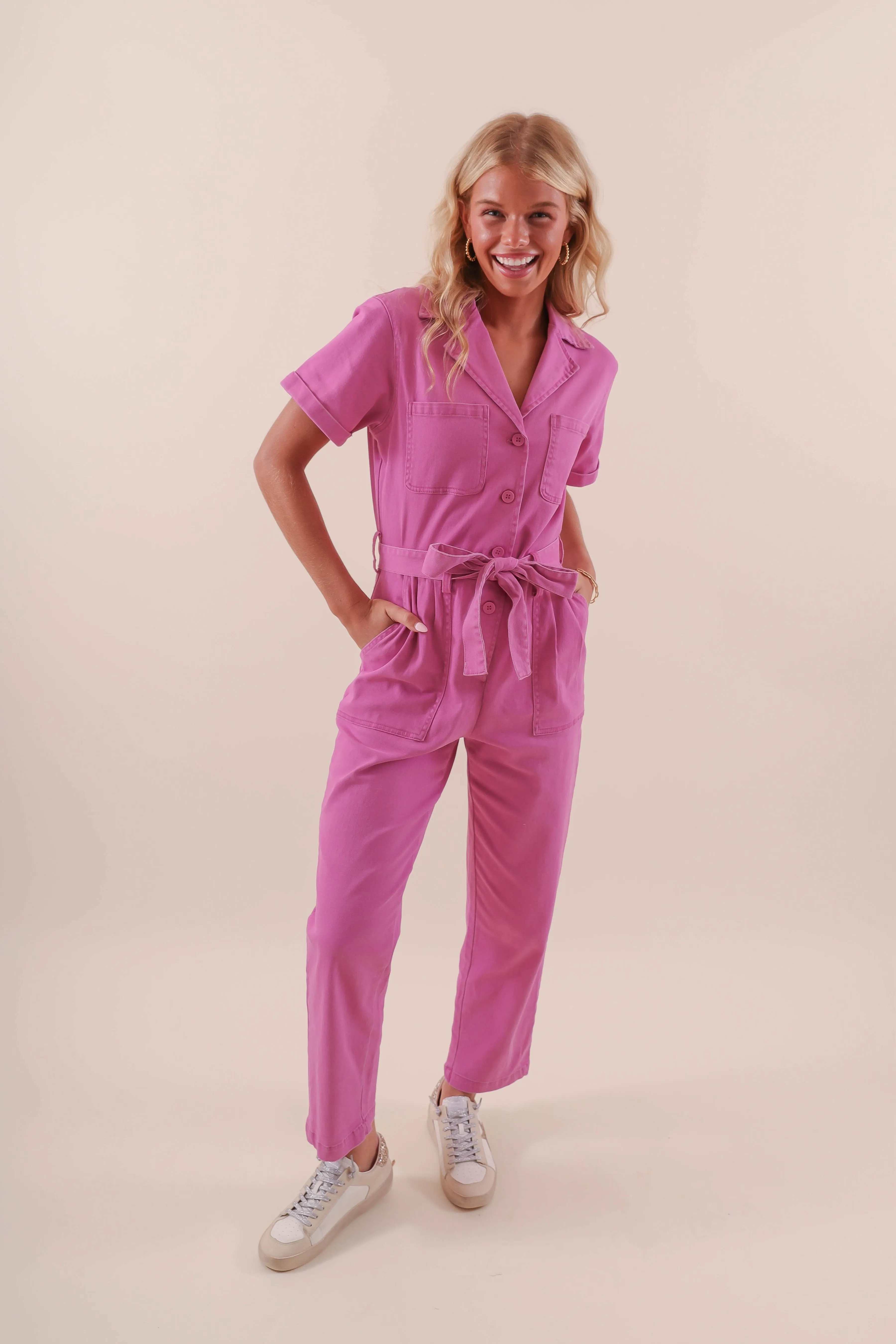 Working On Myself Jumpsuit-Magenta Quick Motion