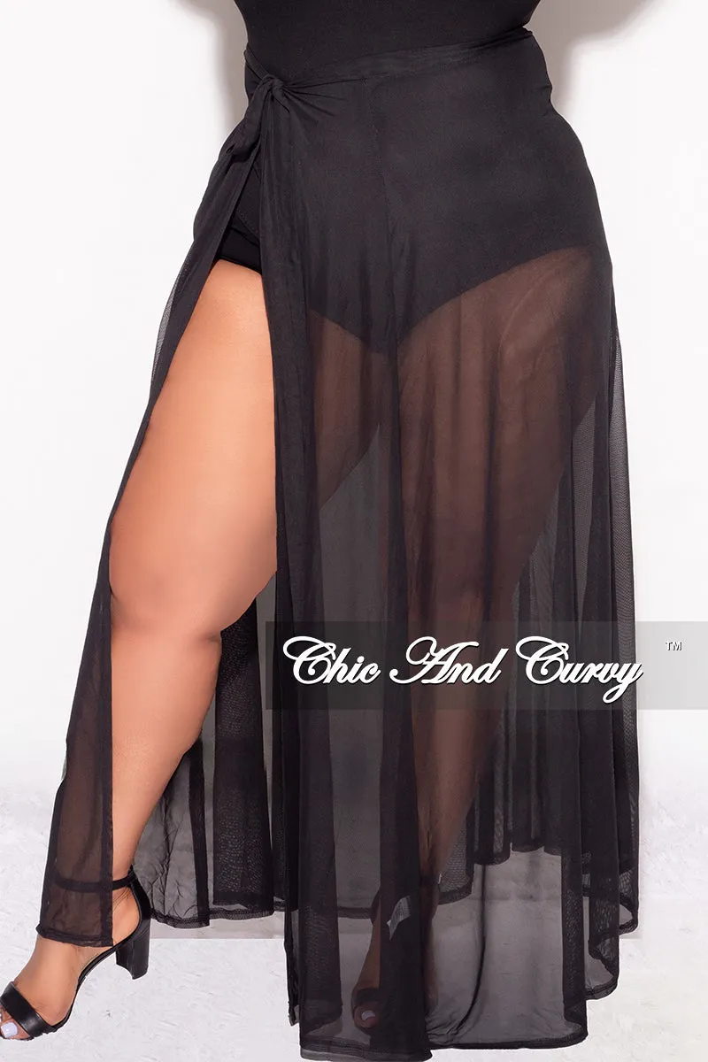 Final Sale Plus Size Mesh Skirt Cover Up in Black Comfortable Wear Soft Material