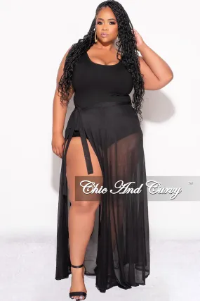 Final Sale Plus Size Mesh Skirt Cover Up in Black Eco Friendly Dye Perfect Fit Wear