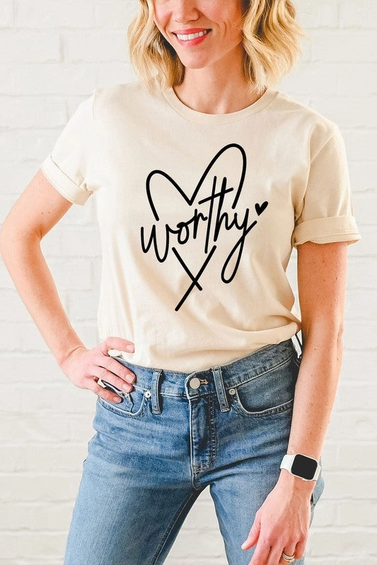 Worthy Heart Easter Basic Graphic Tee S-XL Winter Fashion
