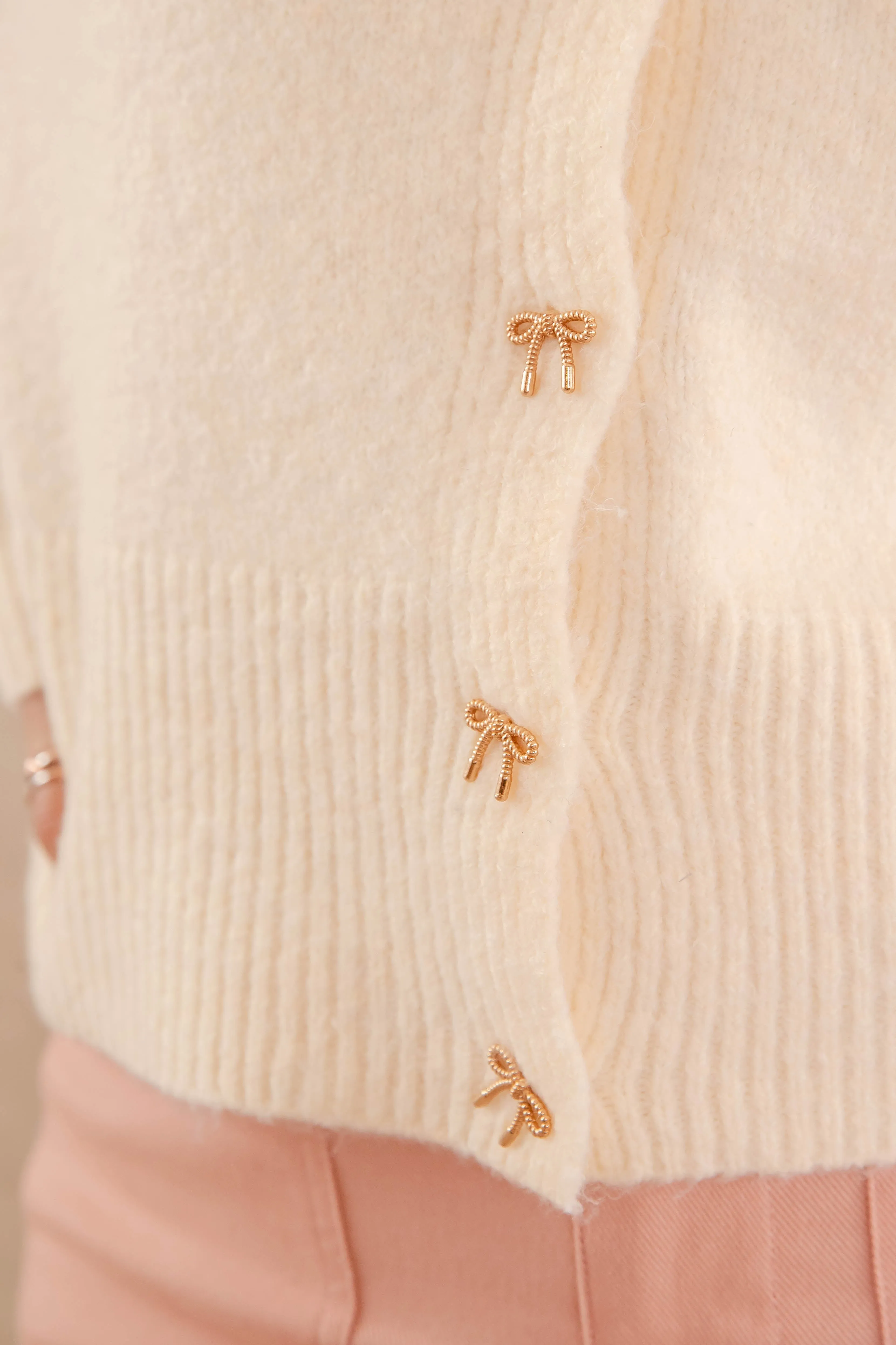Totally Smitten Cardigan-Cream HeatPressedLogos Summer Sweater