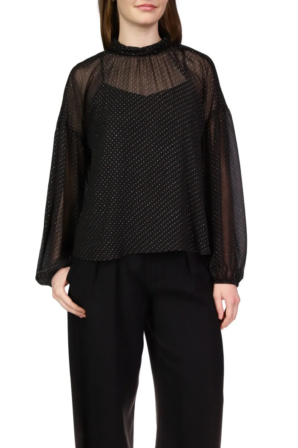 ErgonomicSleeves Sanctuary Sheer Volume Metallic Top