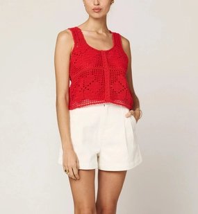 Miyuki Crochet Top | Poppy Red BondedEdges Minimalist Design