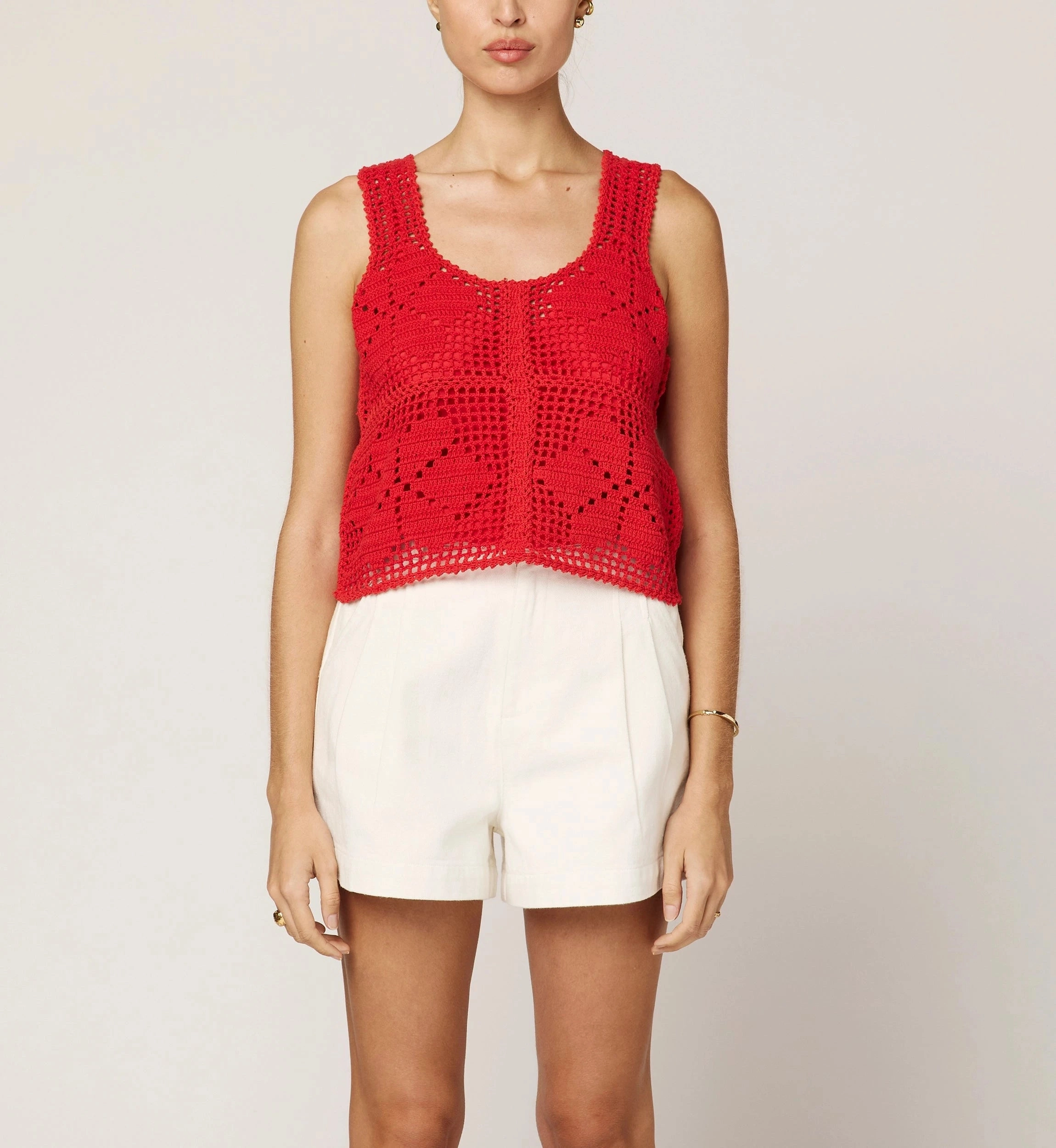 Miyuki Crochet Top | Poppy Red OversizedSilhouette AllDay Comfort Design