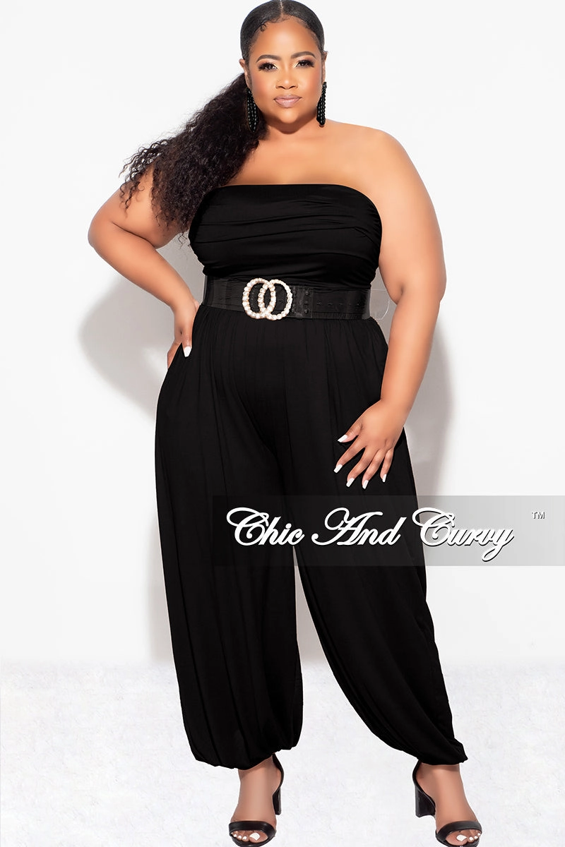 Multi-way wear Final Sale Plus Size Strapless Jumpsuit in Black
