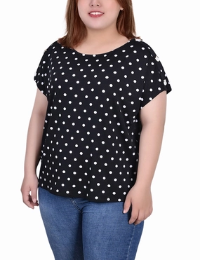 Plus Size Short Extended Sleeve Top ComfortStretch ReinforcedShoulderConstruction