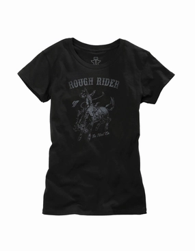 Trendy Vibes Brunch Outfit Tin Haul Womens Black 100% Cotton Rough Rider S/S T-Shirt