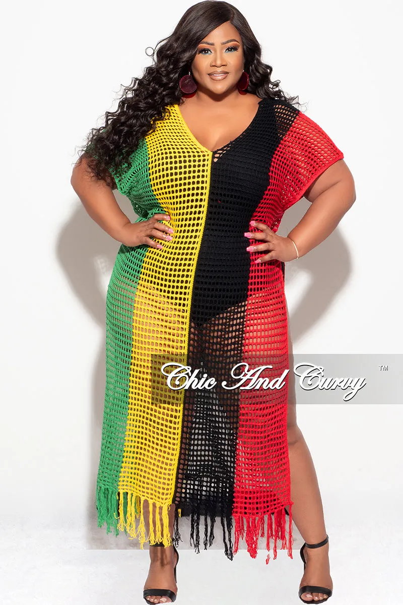 Trail Comfort Final Sale Plus Size Crochet Cover Up in Black,Green,Red,and Yellow