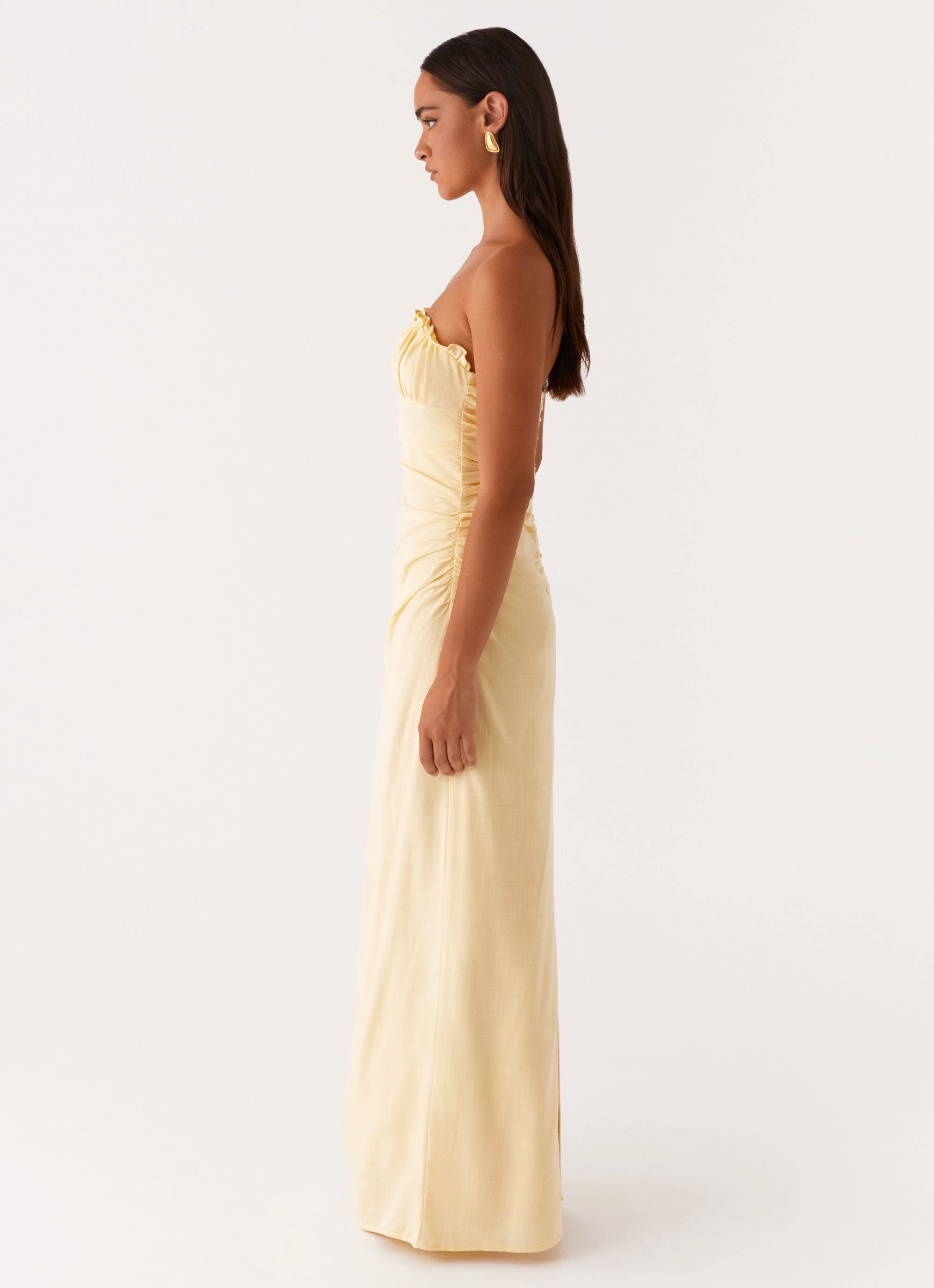 Xena Gathered Maxi Dress - Yellow Skin Touch