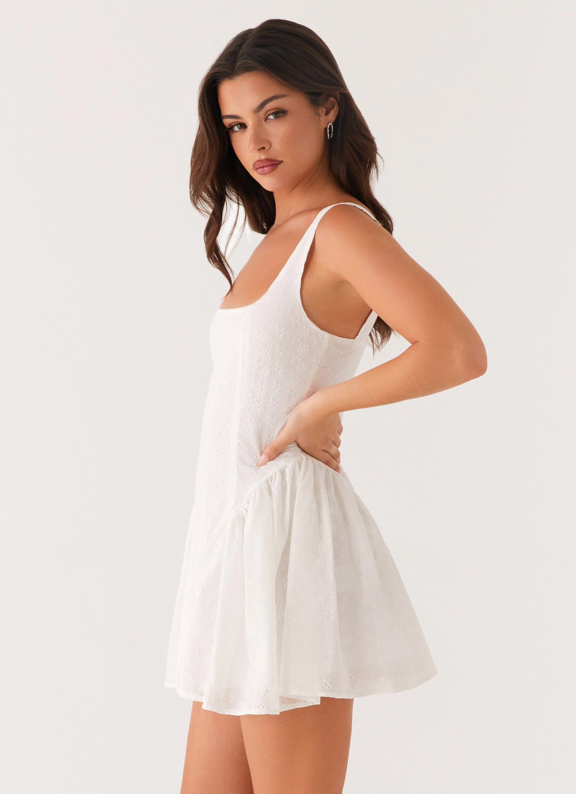Alyssa Mini Dress - White Short Sleeve Comfortable outdoor wear