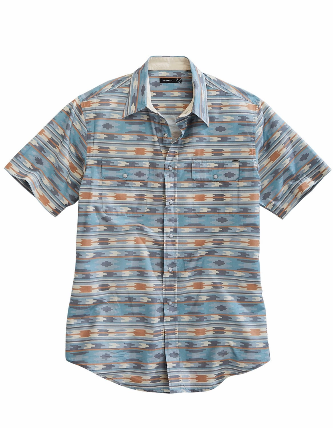 Easy Styling Tin Haul Mens 1955 Ghost Aztec Grey 100% Cotton S/S Shirt
