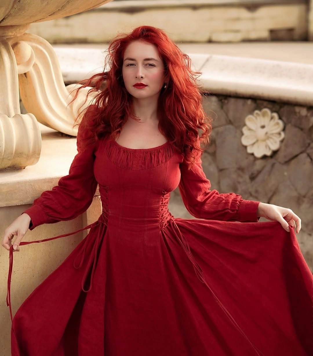 Structured Hemline Ylang 15 | maxi Lace-up linen dress