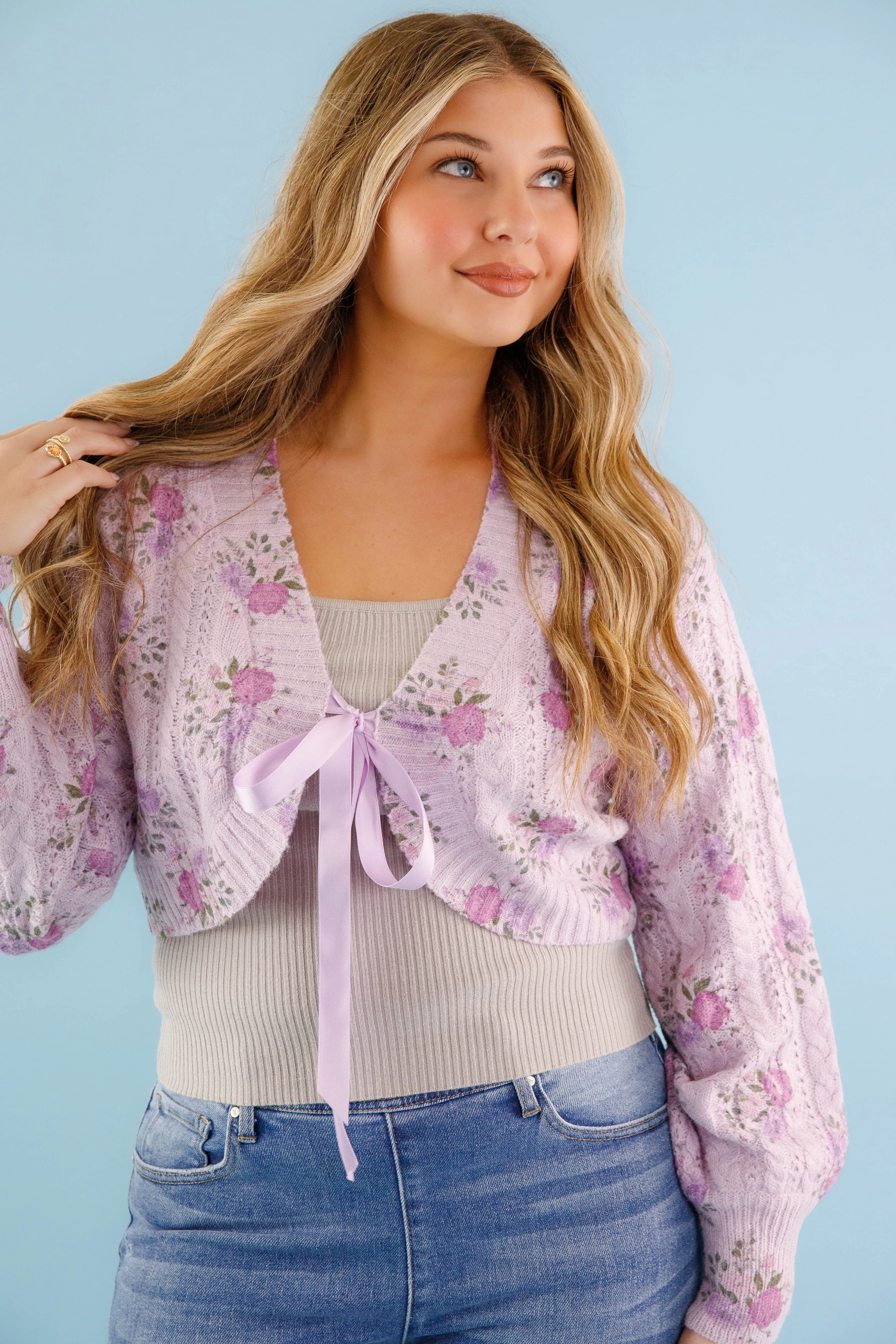 You And I Cardigan-Purple Seamless Design