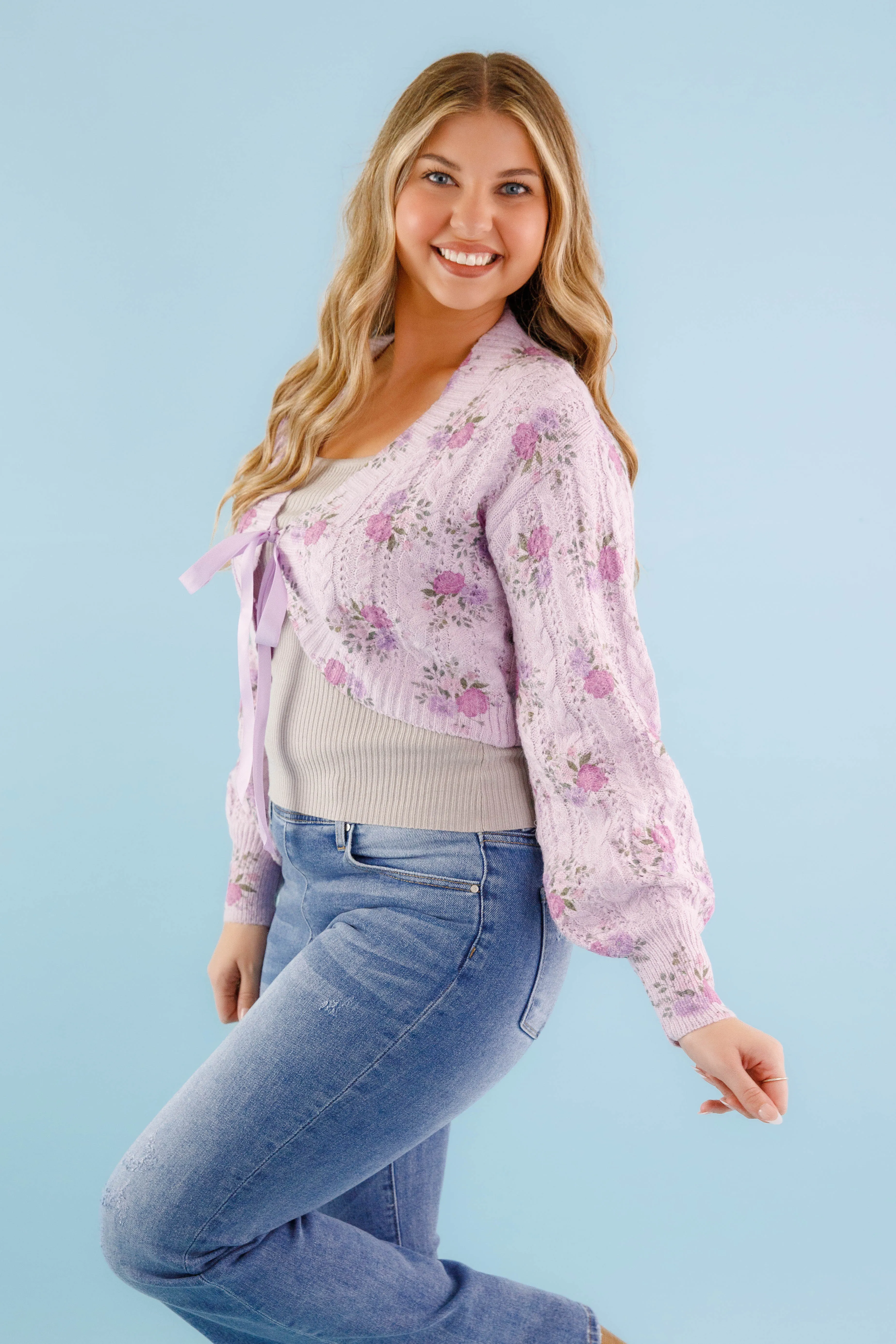 SlubTexture Ultraviolet Protection Finish You And I Cardigan-Purple