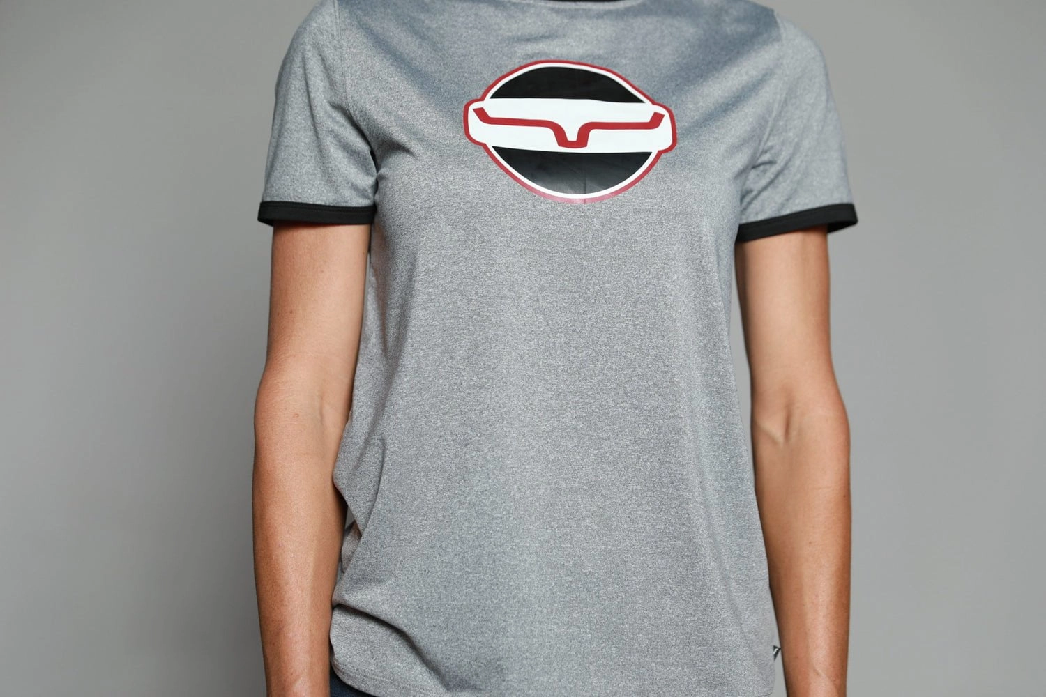 Kimes Ranch Womens Union Made Ringer Tee Grey Polyester S/S T-Shirt Everyday Essential