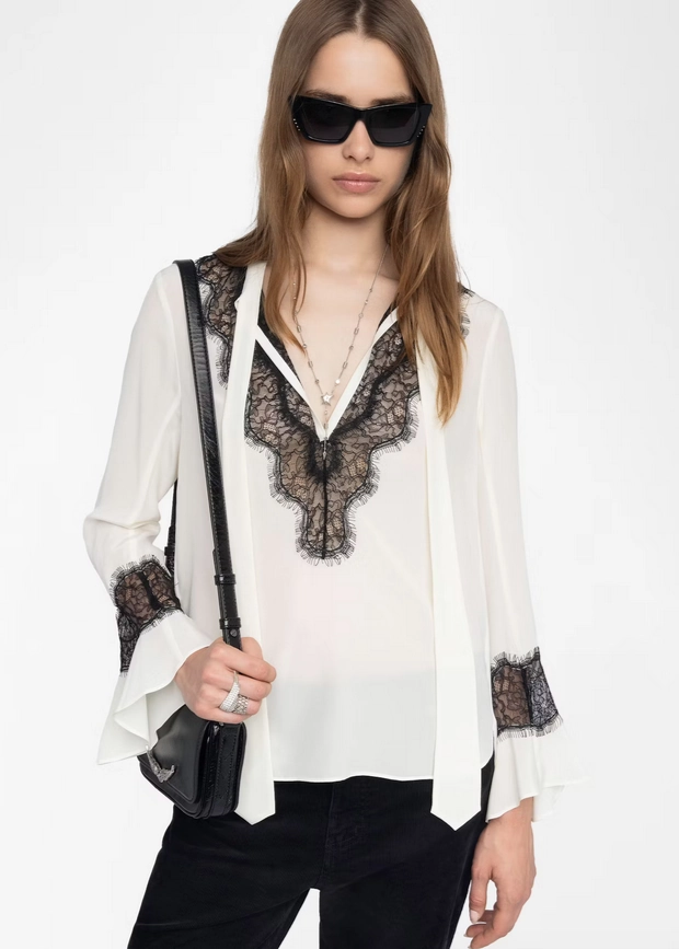 Organic Cotton Fiber Fleece Pullover Zadig & Voltaire Tuan Lace Blouse