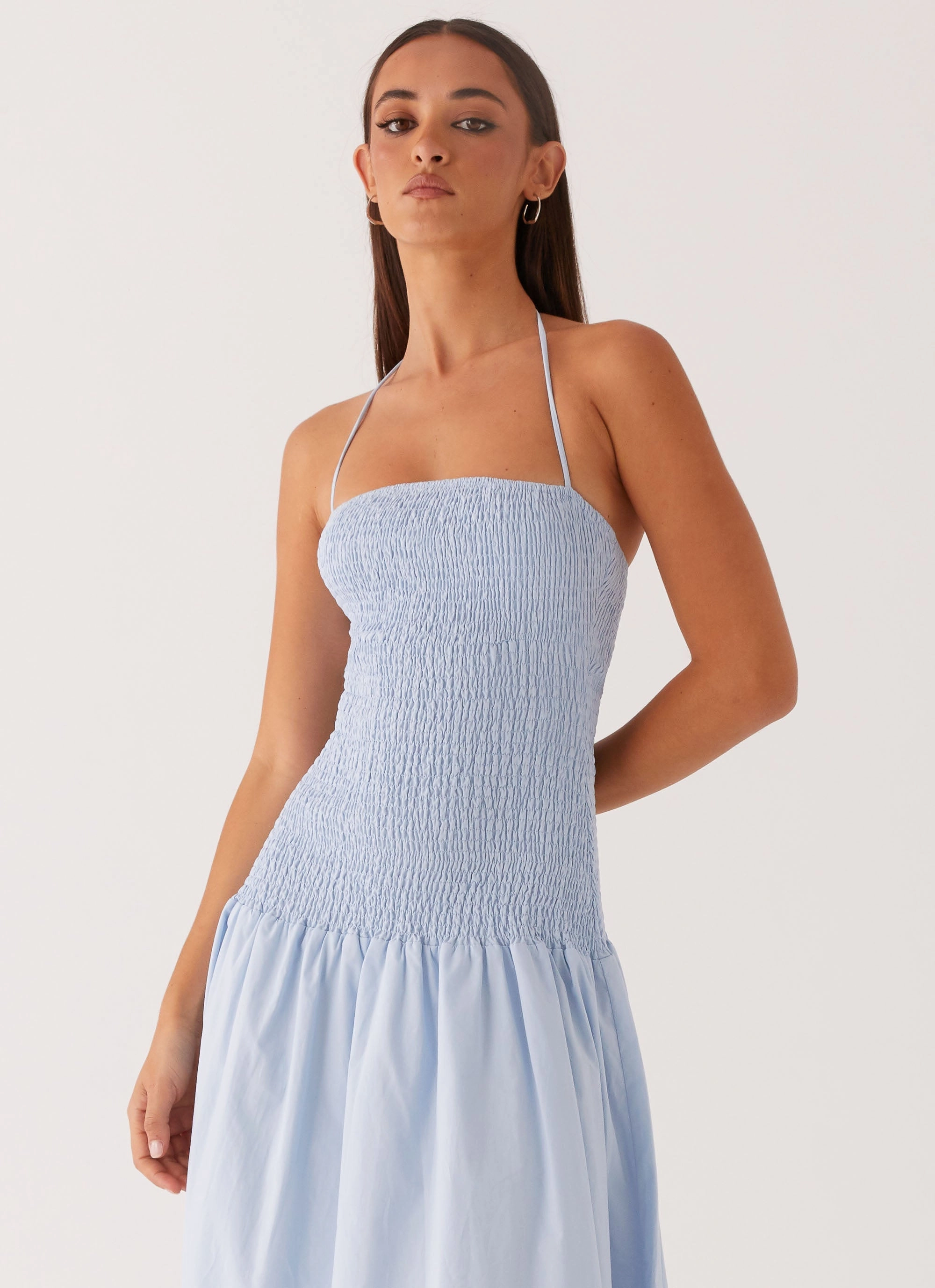 Layered Texture Zahra Maxi Dress - Blue