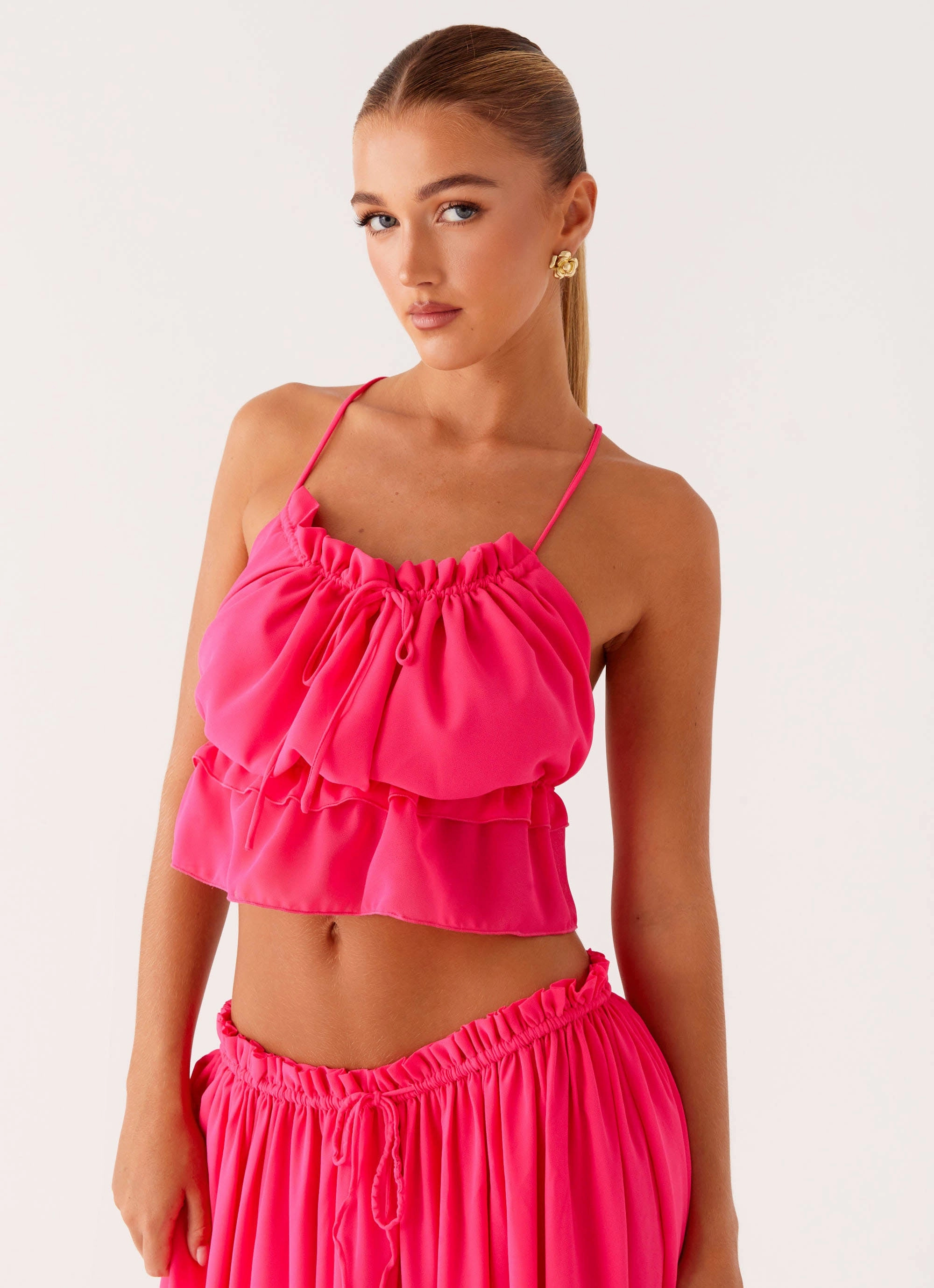 Zaya Backless Top - Fuchsia Sustainable Production Methods