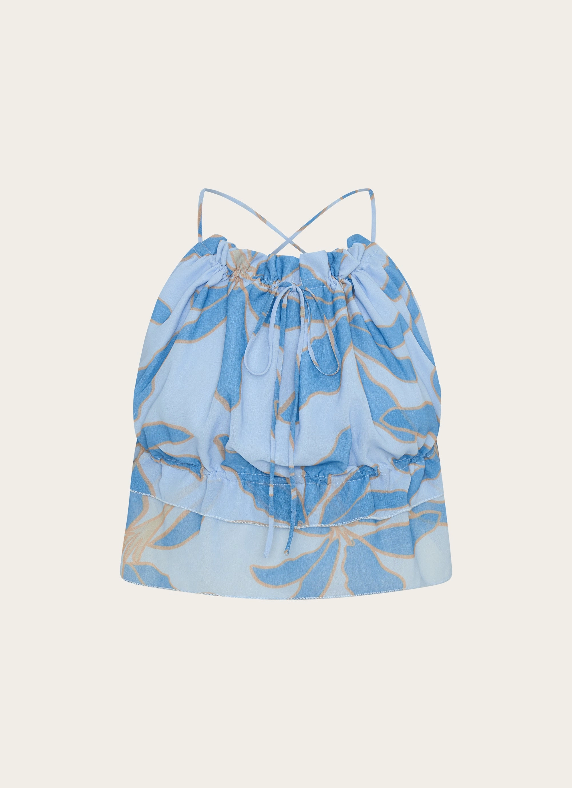 Zaya Backless Top - Opulent Blue Smooth inner lining Striped-Pattern