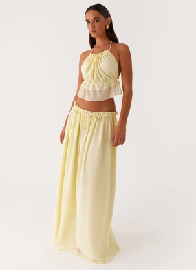 Zaya Maxi Skirt - Yellow Strappy-Details Tropical Fun