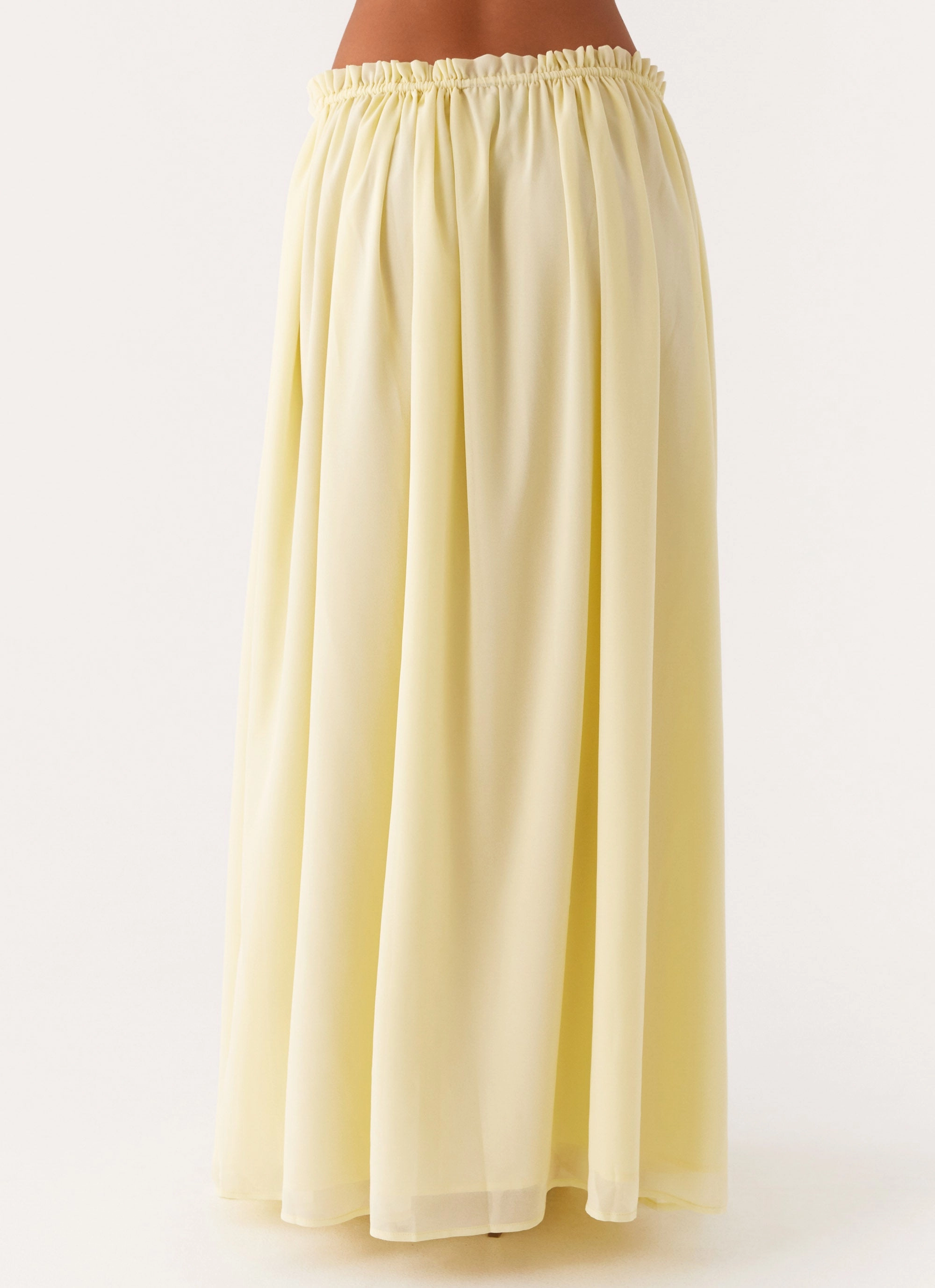 Lace trim Recycled Polyester Blend Zaya Maxi Skirt - Yellow