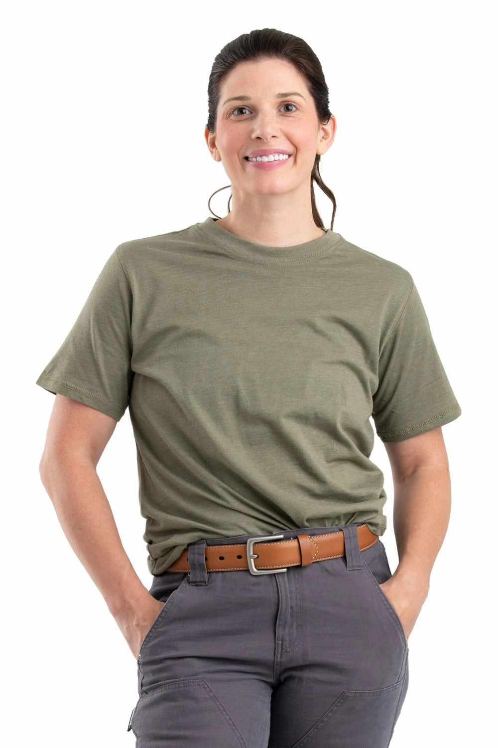 Berne Lichen Cotton Blend Womens Performance Tee S/S Petite Cut Workwear Approved