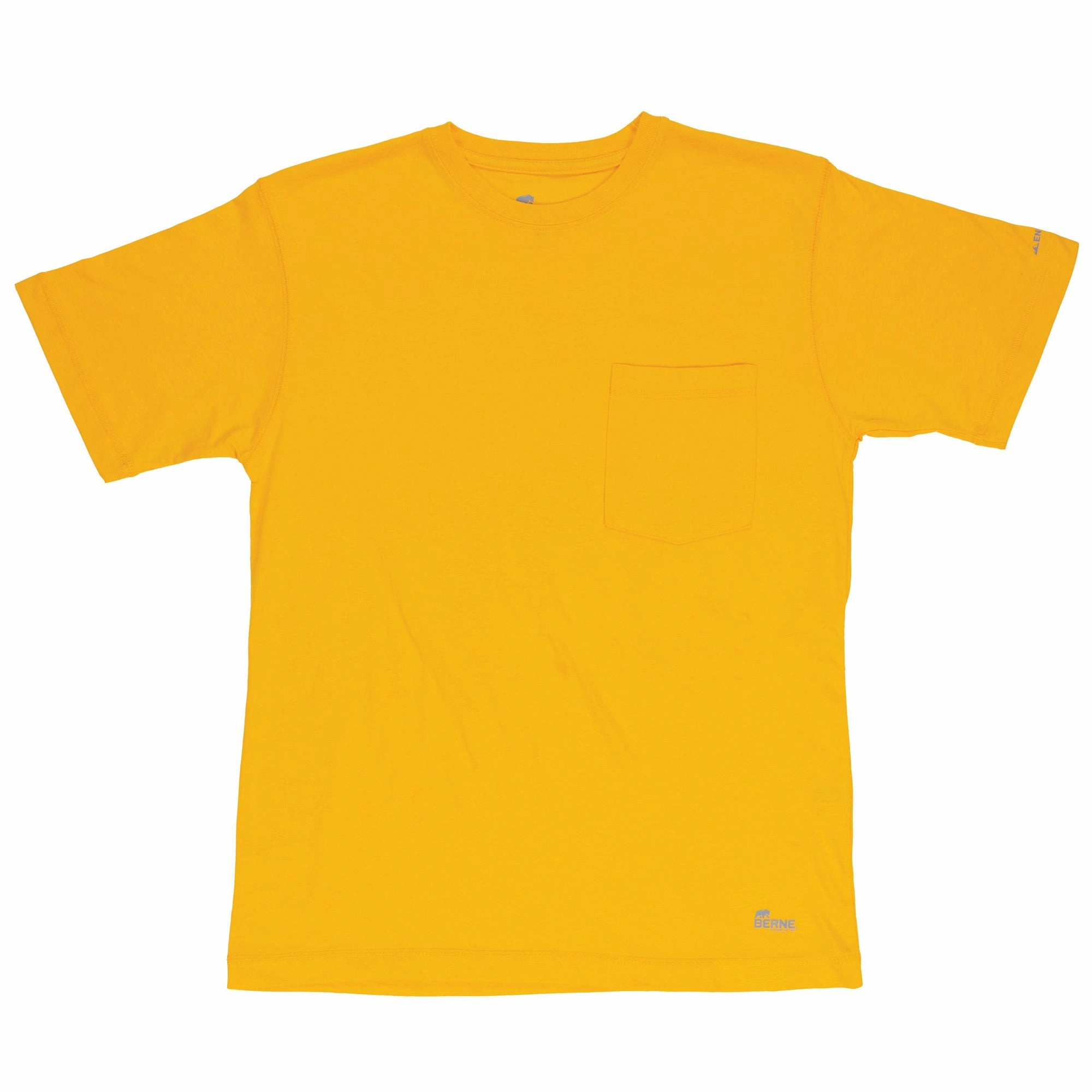 Ribbed Trim Eco Dye Technique Berne Mens Gold Cotton Blend Light Performance Tee S/S