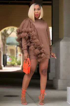 Easy Movement Zonnique Ruffle Detail Sweatshirt Dress